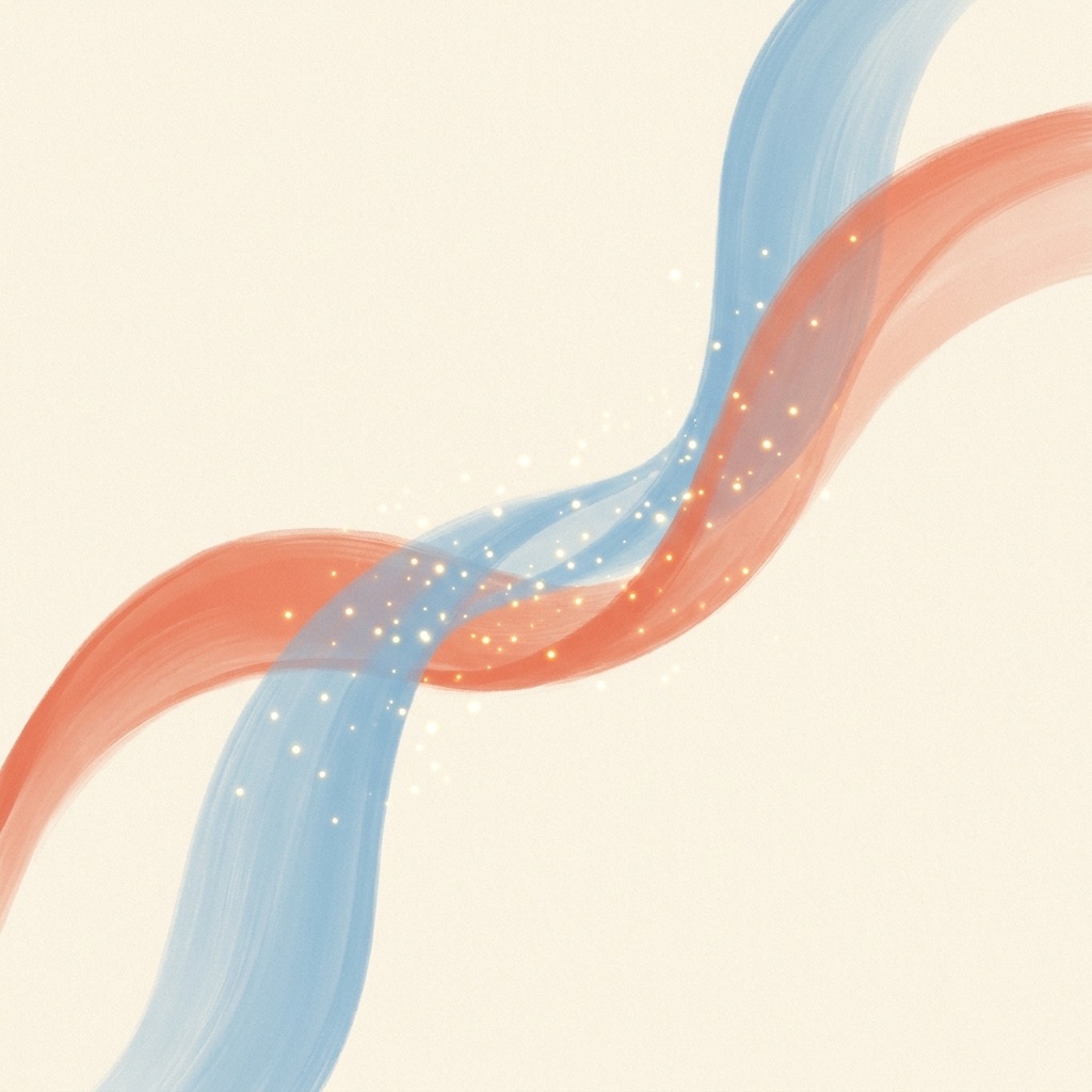 Two ribbons of light intertwining