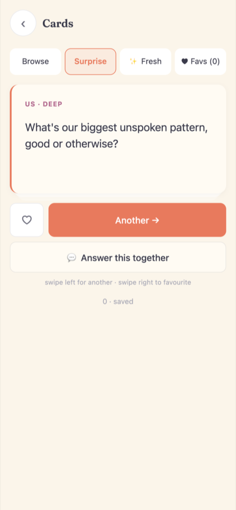 Conversation cards by mood