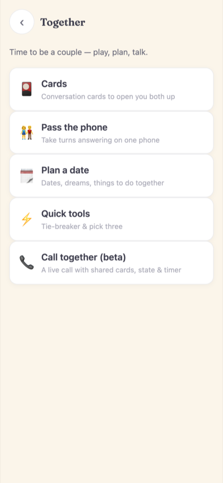 Together hub - cards, plans, pass the phone